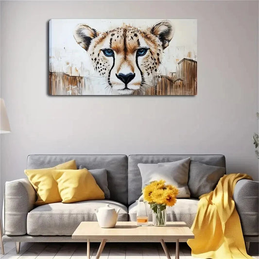 Deco Modern Minimalist Leopard Wall Art Canvas Office Home Room Framed 120x60cm