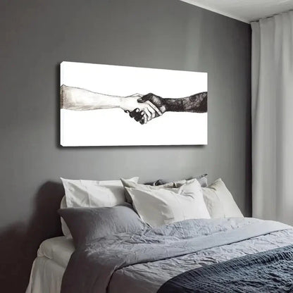 Hand Gesture Black & White Wall Art Canvas Office Home Room Framed 120x60cm - Bella Home Decor