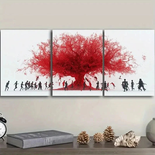 3pcs Mangroves and people Art Painting Metal Print Ready to Hang Art