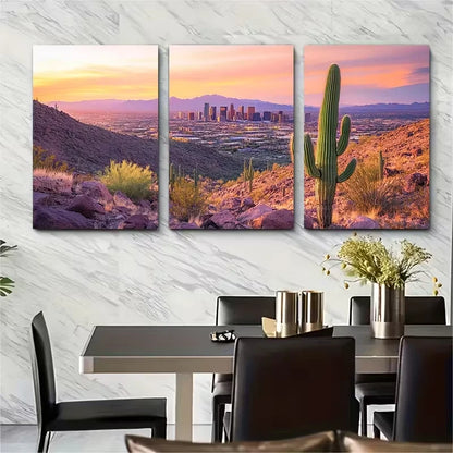 3pcs Phoenix Arizona Desert Cityscape Metal Print Ready to Hang Art