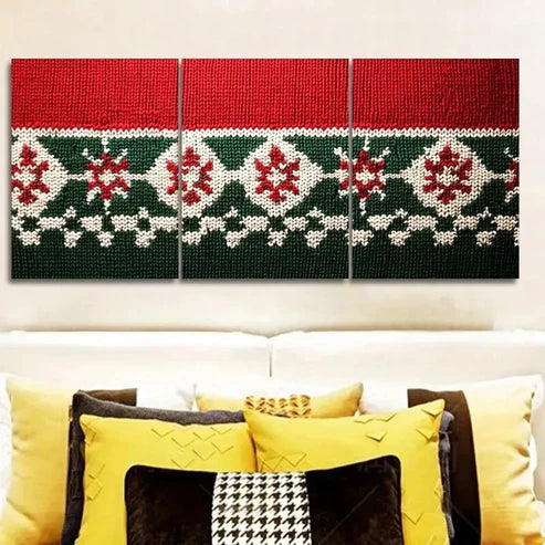 3pcs Christmas sweater pattern Wall Art Set Canvas Unframed - High Quality Print 100% Australian Made Wall Canvas - Bella Home Decor