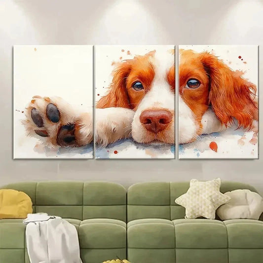 3pcs Adorable Spaniel Charming Dog FI Wall Art Set Canvas Framed 50x70cm - High Quality Print 100% Australian Made Wall Canvas Ready to Hang