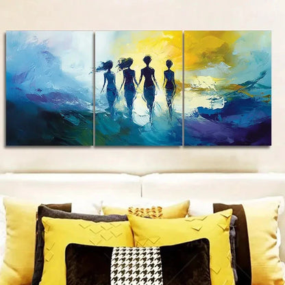 3pcs Four Women Vibrant Sunset Scene    Wall Art Set Canvas Framed 40x60cm - High Quality Print 100% Australian Made Wall Canvas Ready to Hang - Bella Home Decor