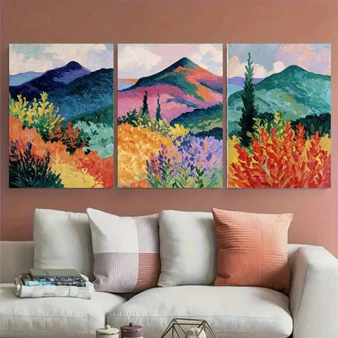 3pcs Andre Derain Mountains at Collioure Wall Art Set Canvas Unframed - High Quality Print 100% Australian Made Wall Canvas - Bella Home Decor
