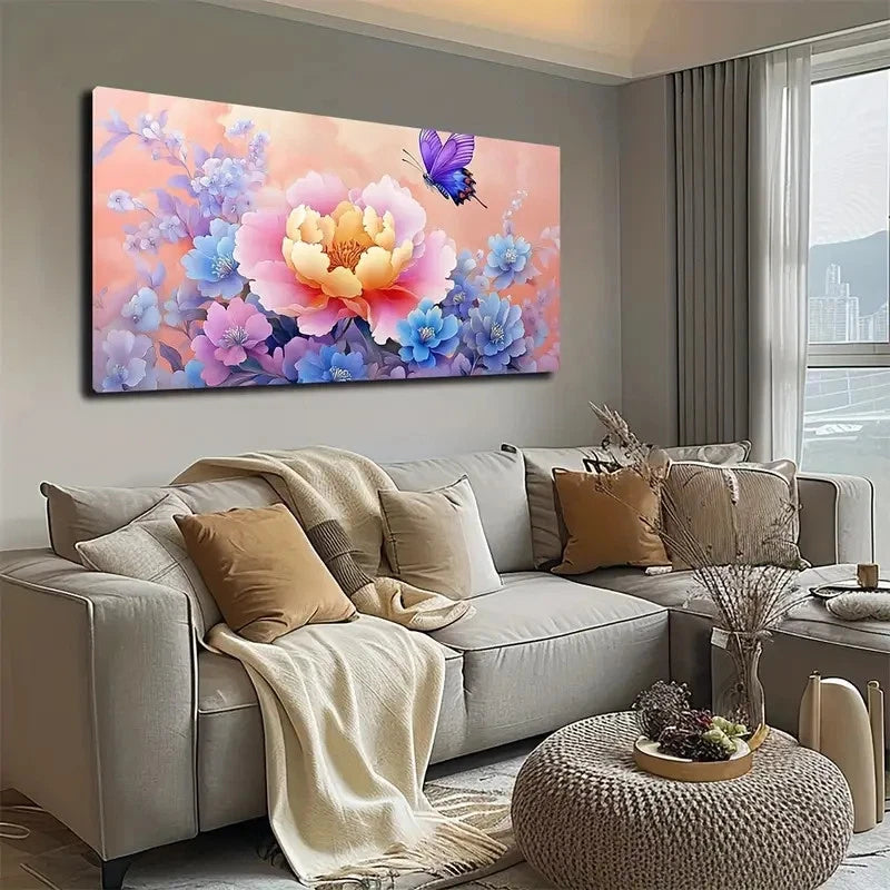 Colorful Small Flowers Wall Art canvas office home room framed 120x60cm - Bella Home Decor