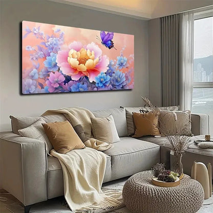 Colorful Small Flowers Wall Art canvas office home room framed 120x60cm - Bella Home Decor