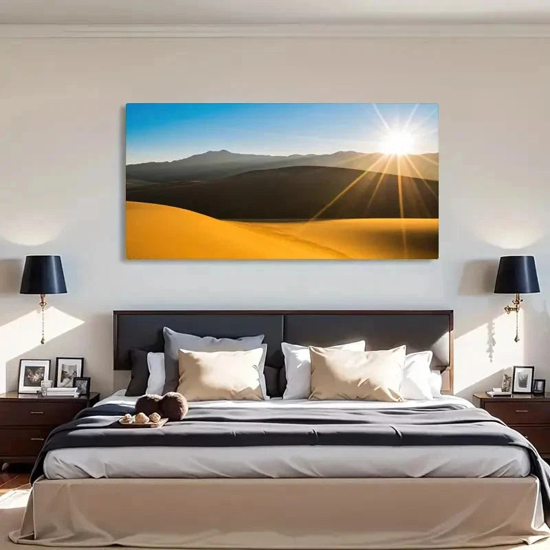 Great Sand Dunes Sunrise Hiking Wall Art Canvas Office Home Room Framed 120x60cm - Bella Home Decor