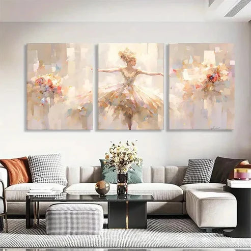 3pcs Abstract Ballet Dancer Elegant Perfect Wall Art Set Canvas Unframed - High Quality Print 100% Australian Made Wall Canvas - Bella Home Decor