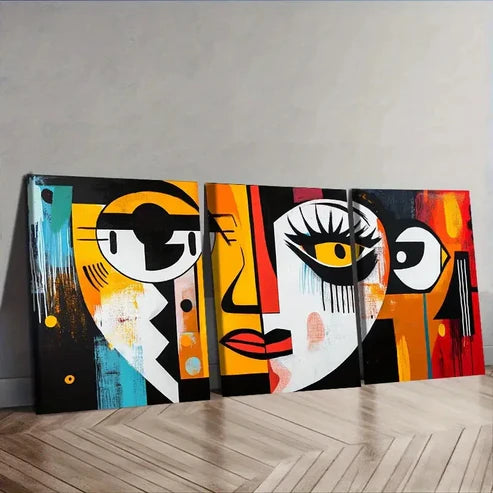 3pcs Abstract Face Canvas Wall Art Set Canvas Unframed - High Quality Print 100% Australian Made Wall Canvas - Bella Home Decor