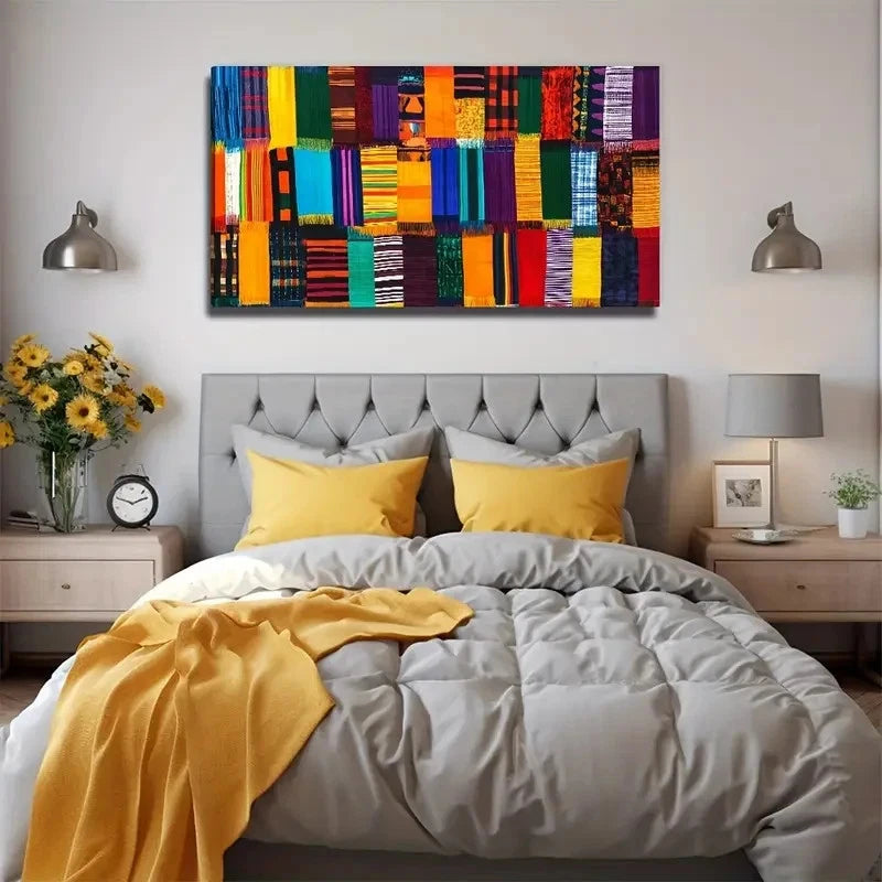 Vibrant Blue Orange Red Yellow Wall Art Canvas Office Home Room Framed 120x60cm