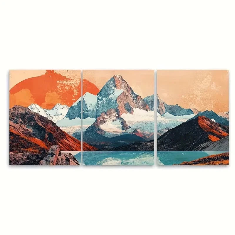 3pcs Patagonia Themed Mountain Wall Art Set Canvas Framed 50x70cm – High Quality Print 100% Australian Made Wall Canvas Ready to Hang
