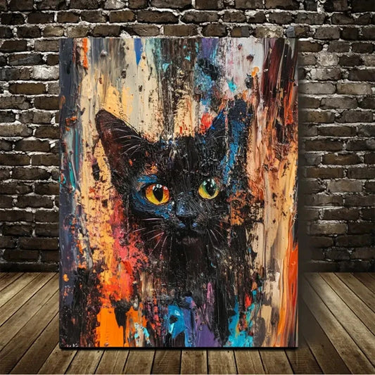 Beautiful Abstract Art Manx Kitten Painting 40x60cm Metal Print Ready to Hang - Bella Home Decor