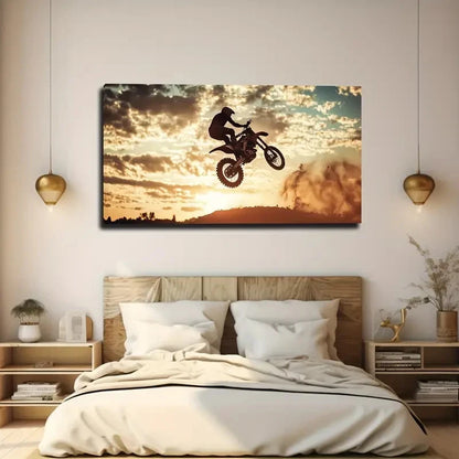 Extreme Sports Motorcycle Wall Art Canvas Office Home Room Framed 120x60cm