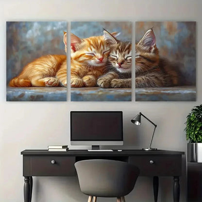 3pcs Cute Cartoon Dog Cat Best Friends Design Metal Print Ready to Hang Art - Bella Home Decor