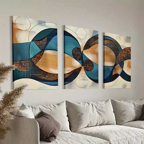 3pcs Boho Abstract Color Wall Art Canvas Unframed - High Quality Print 100% Australian Made Wall Canvas - Bella Home Decor