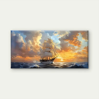 Ocean Sail Ship Vessel Wall Art Canvas Office Home Room Framed 120x60cm