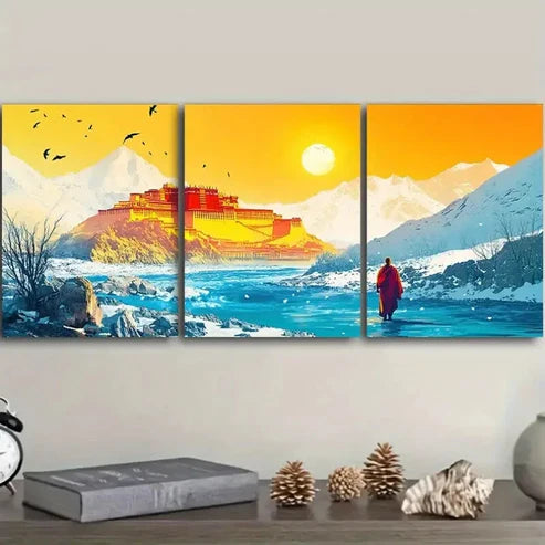 3pcs Potala Palace, Luxurious, Wall Art Set Canvas Unframed - High Quality Print 100% Australian Made Wall Canvas