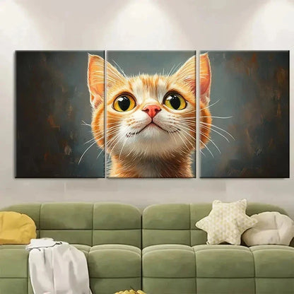 3pcs Cute Cat Home Decor Wall Art Set Canvas Framed 40x60cm - High Quality Print 100% Australian Made Wall Canvas Ready to Hang - Bella Home Decor