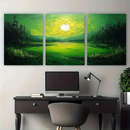 3pcs Modern Golf Sports Green Illustration Metal Print Ready to Hang Art - Bella Home Decor