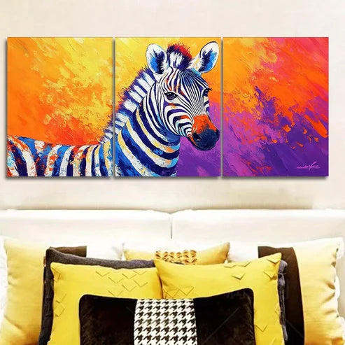 3pcs Modern Art Deco Zebra Canvas Animal Wall Art Set Canvas Unframed - High Quality Print 100% Australian Made Wall Canvas