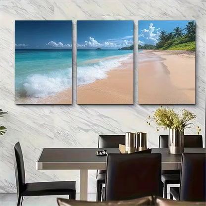 3pcs Seychelles Beach Seascape Metal Print Ready to Hang Art
