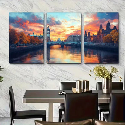 3pcs Glasgow City Skyline Metal Print Ready to Hang Art - Bella Home Decor