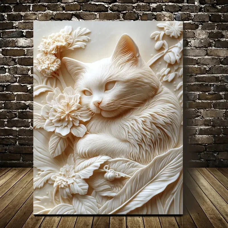 Featuring a Snowshoe Cat Among Blooming Flowers 40x60cm Metal Print Ready to Hang - Bella Home Decor