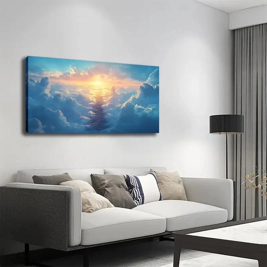 Sky Road Minimalist Landscape Wall Art Canvas Office Home Room Framed 120x60cm