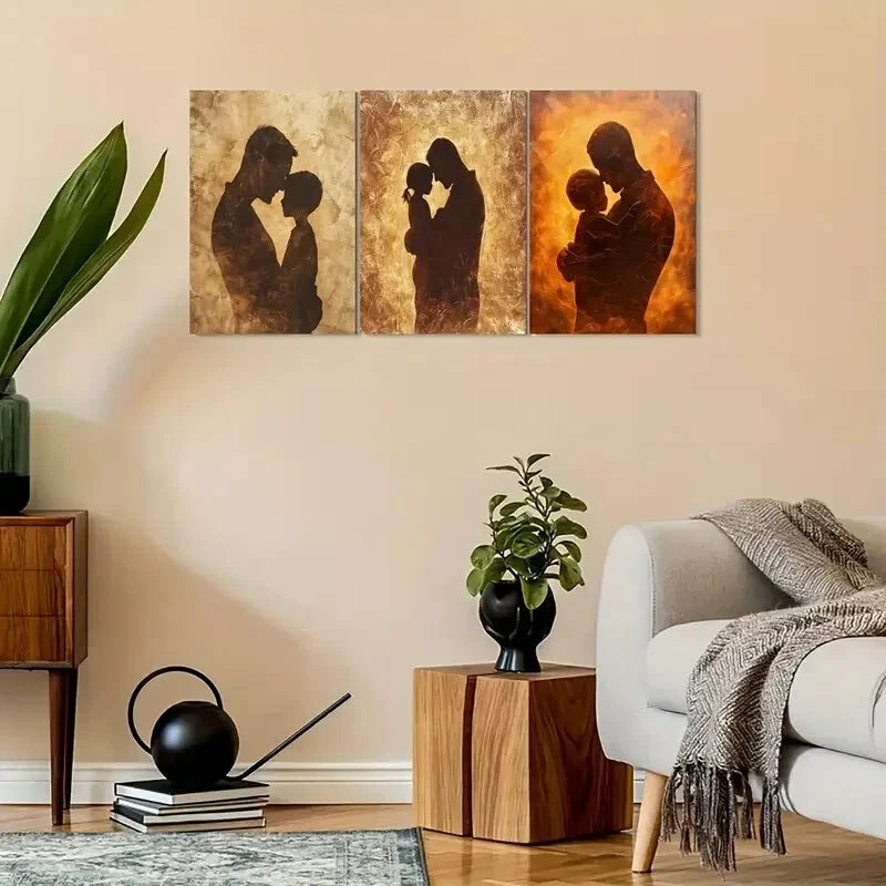 3pcs Vintage Father & Son Silhouette Metal Print Ready to Hang Art - Bella Home Decor