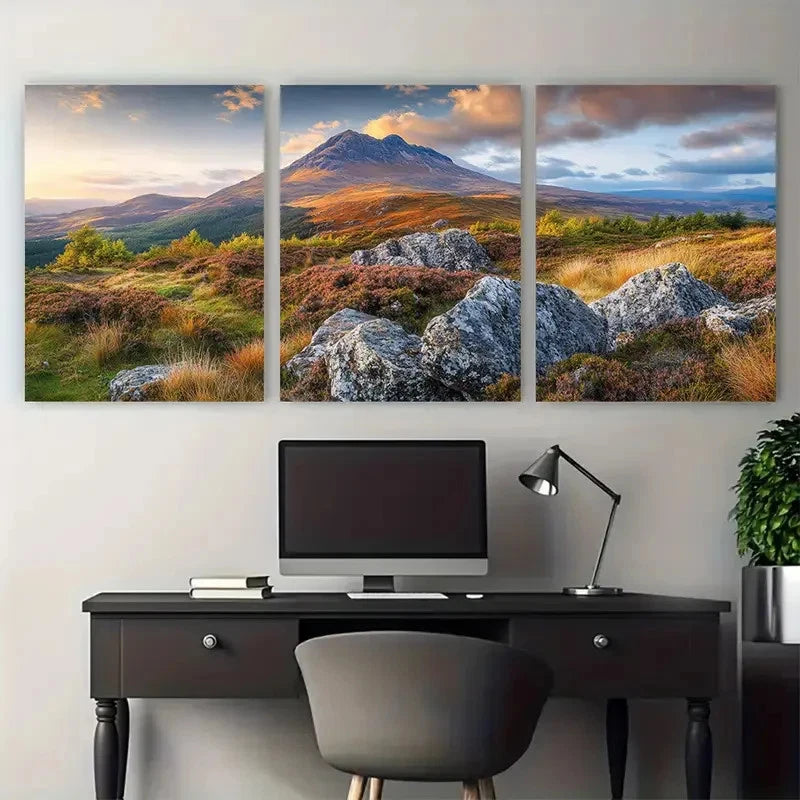 3pcs Isle of Arran Goatfell Glen Rosa Design Metal Print Ready to Hang Art