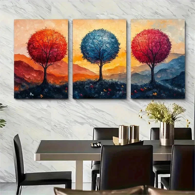 3pcs Colorful Impressionist Landscape Perfect Wall Art Set Canvas Framed 50x70cm - High Quality Print 100% Australian Made Wall Canvas Ready to Hang - Bella Home Decor