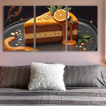 3pcs Cake And Orange Slices Artwork Wall Art Set Canvas Framed 40x60cm - High Quality Print 100% Australian Made Wall Canvas Ready to Hang - Bella Home Decor