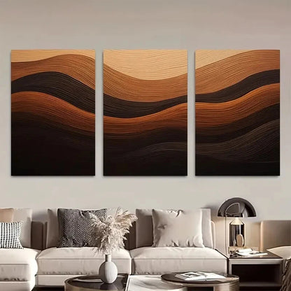 3pcs Abstract Textured Wave Pattern Design Metal Print Ready to Hang Art