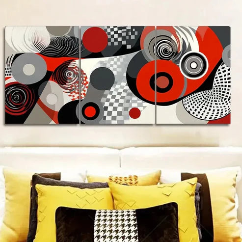 3pcs Spiral of gray shadows Wall Art Canvas Unframed - High Quality Print 100% Australian Made Wall Canvas