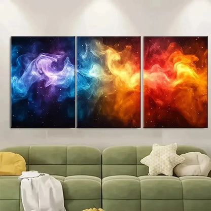 3pcs Rainbow Smoke Abstract TY  Wall Art Set Canvas1 Framed 40x60cm - High Quality Print 100% Australian Made Wall Canvas Ready to Hang