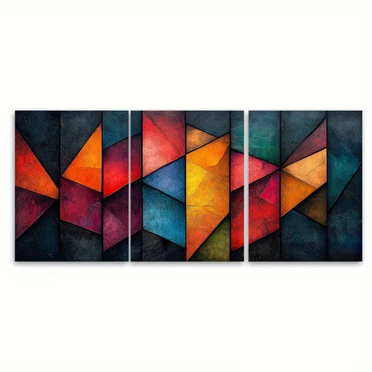 3pcs Angular Geometric Pattern Metal Print Ready to Hang Art