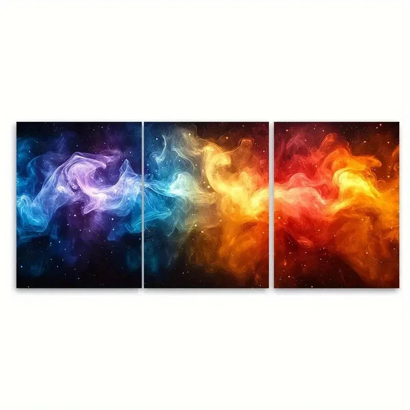 3pcs Rainbow Smoke Abstract TY  Wall Art Set Canvas1 Framed 40x60cm - High Quality Print 100% Australian Made Wall Canvas Ready to Hang