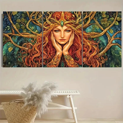 3pcs Celtic Goddess Brigids Healing Wall Art Set Canvas Framed 50x70cm - High Quality Print 100% Australian Made Wall Canvas Ready to Hang - Bella Home Decor