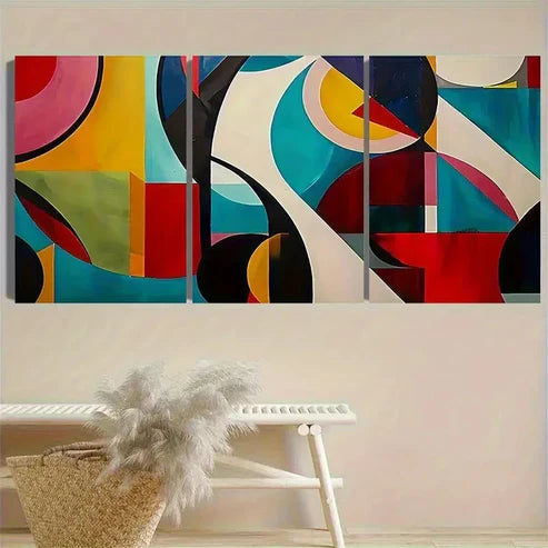 3pcs Colorful Geometric Abstract Painting Wall Art Canvas Unframed - High Quality Print 100% Australian Made Wall Canvas - Bella Home Decor