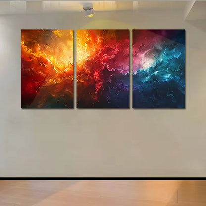 3pcs Vibrant Abstract Moon & Stars Night Scene Wall Art Set Canvas Framed 60x90cm - High Quality Print 100% Australian Made Wall Canvas Ready to Hang