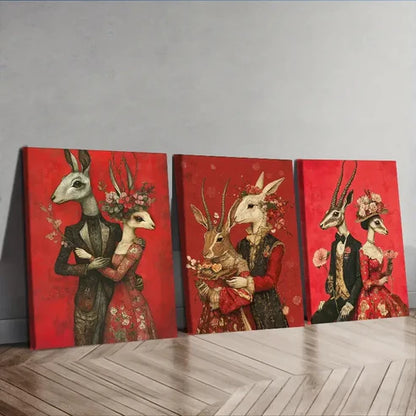 3pcs Mr. Rabbit, And Mrs Rabbit Couple Wall Art Set Canvas Unframed - High Quality Print 100% Australian Made Wall Canvas