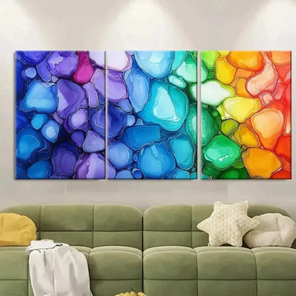 3pcs Rainbow Alcohol Ink Abstract D   Wall Art Set Canvas Framed 60x90cm - High Quality Print 100% Australian Made Wall Canvas Ready to Hang