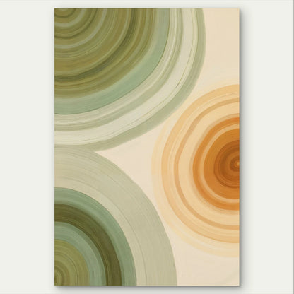 Earthy Abstract Green and Yellow Circles 40x60cm Metal Print Ready to Hang