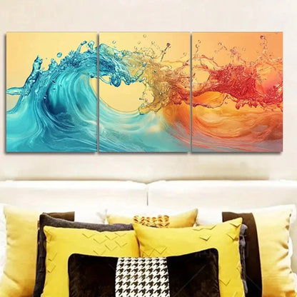 3pcs colorful waves Wall Art Set Canvas Framed 50x70cm - High Quality Print 100% Australian Made Wall Canvas Ready to Hang - Bella Home Decor