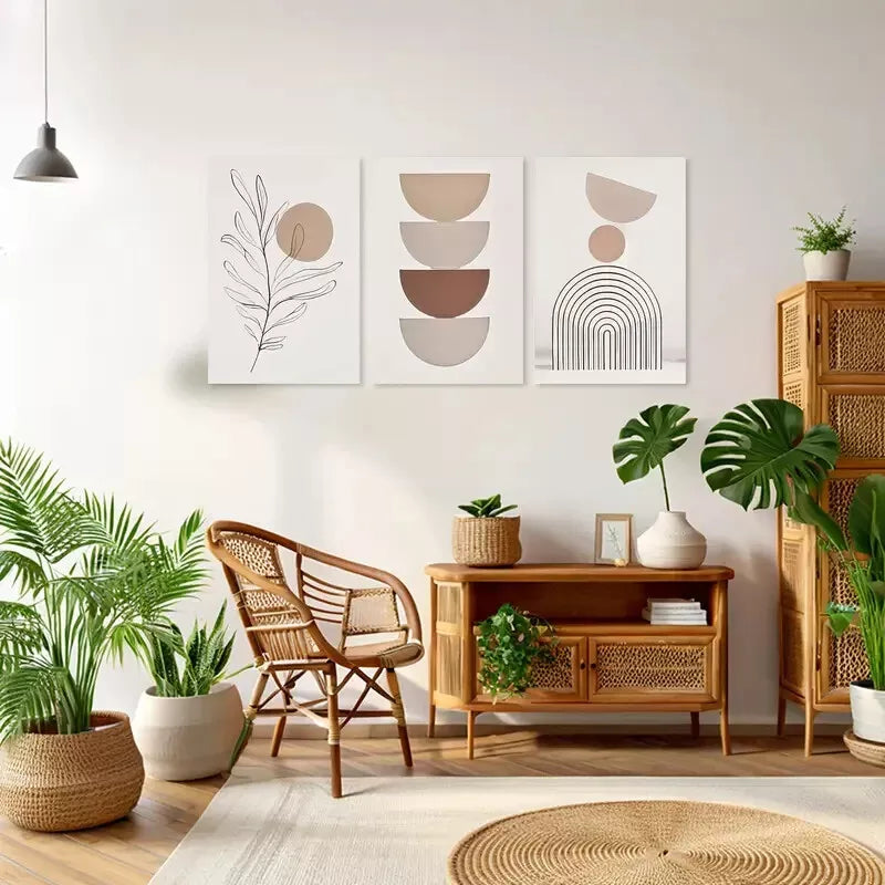 3pcs Bohemian Abstract Canvas Framed 40x60cm - High Quality Print 100% Australian Made Wall Canvas Ready to Hang - Bella Home Decor