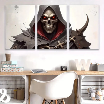 3pcs Gothic Skull with Red Hood & Chains i   Wall Art Set Canvas Framed 50x70cm - High Quality Print 100% Australian Made Wall Canvas Ready to Hang - Bella Home Decor