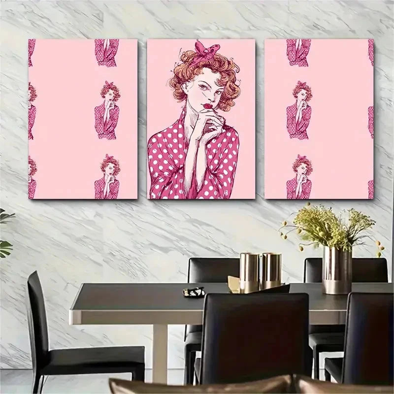 3pcs Retro Fashion Aesthetic Decor Prefect Wall Art Set Canvas Framed 60x90cm - High Quality Print 100% Australian Made Wall Canvas Ready to Hang