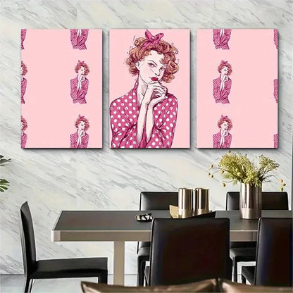 3pcs Retro Fashion Aesthetic Decor Prefect Wall Art Set Canvas Framed 60x90cm - High Quality Print 100% Australian Made Wall Canvas Ready to Hang
