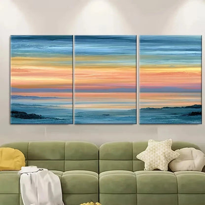 3pcs Seascape Painting, Sunset Wall Art Set Canvas Framed 50x70cm – High Quality Print 100% Australian Made Wall Canvas Ready to Hang