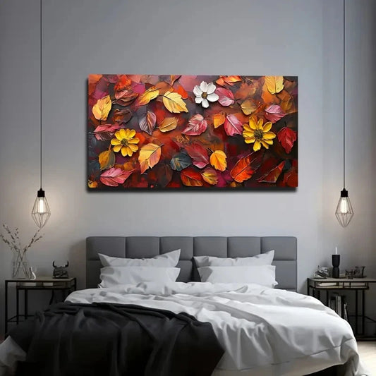 Autumn Leaves And A Few Bright Wall Art Canvas Office Home Room Framed 120x60cm